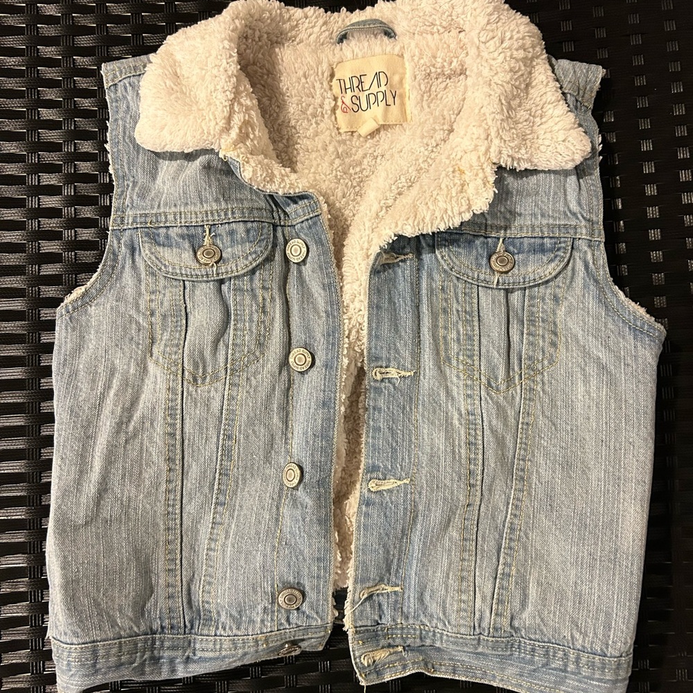 Thread & Supply Kids Denim Vest with Sherpa Lining Small
